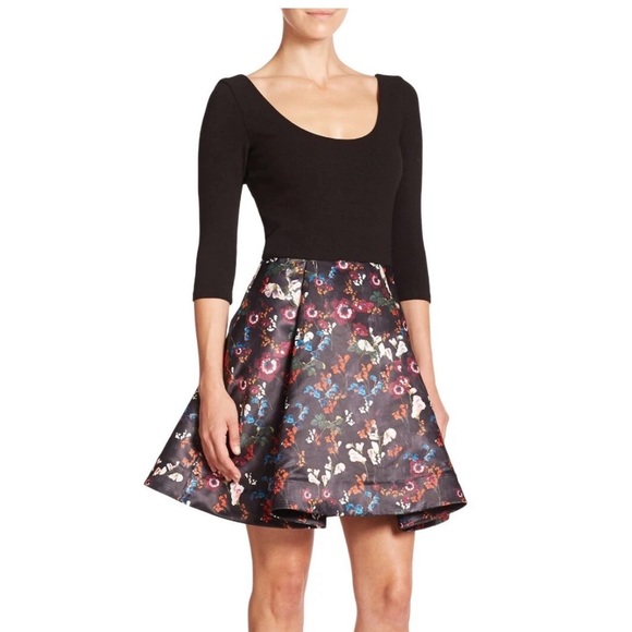 Alice + Olivia Amie Fall Garden Print Dress, fit-and-flare style mini size 4 - Picture 3 of 13